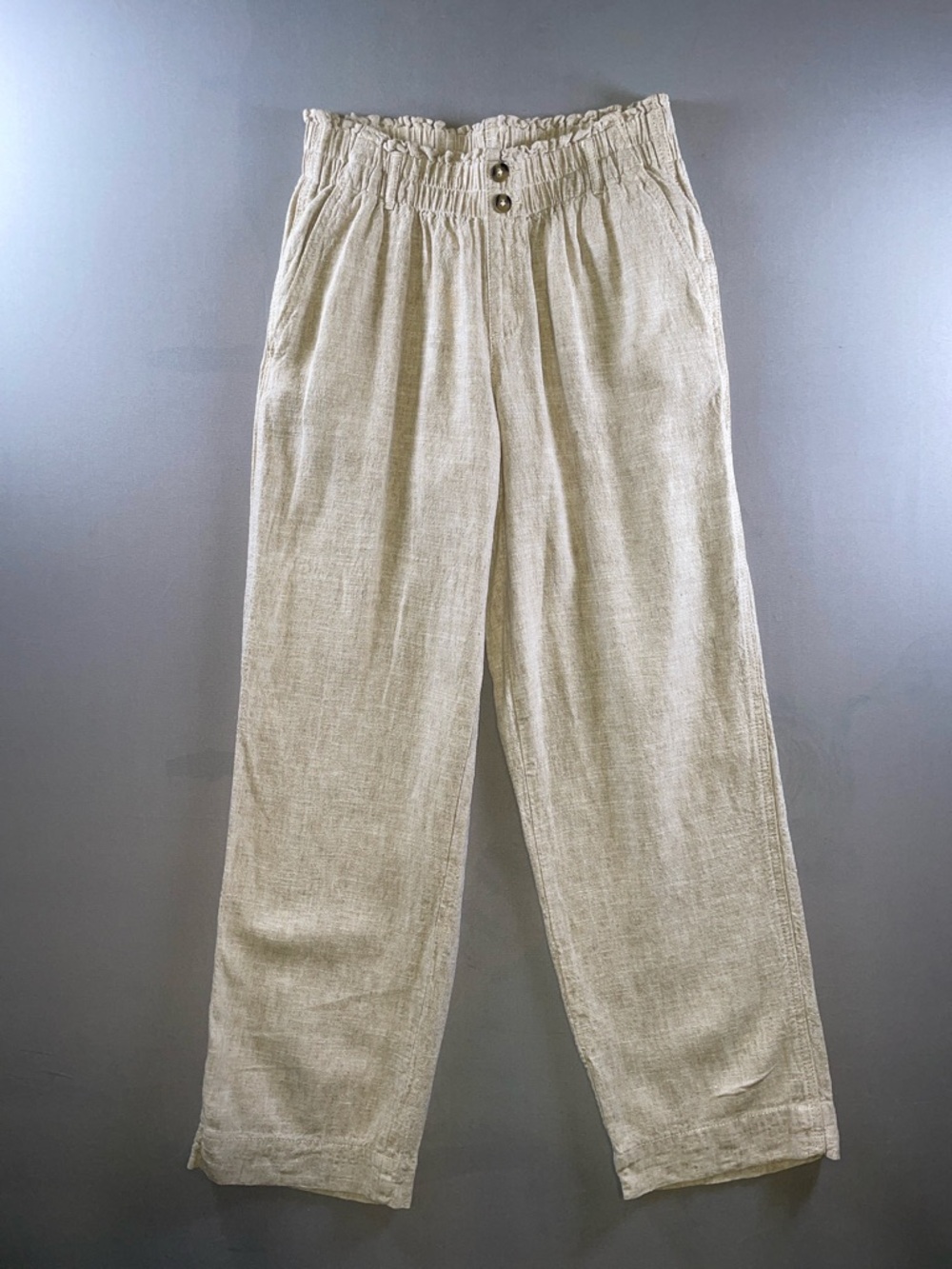 Briggs New York Natural Elastic Waist Linen-Blend Pants Size Small